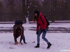 Free Porn Snowball Fight Ends In A Teen Ffm Threesome For His Pleasure